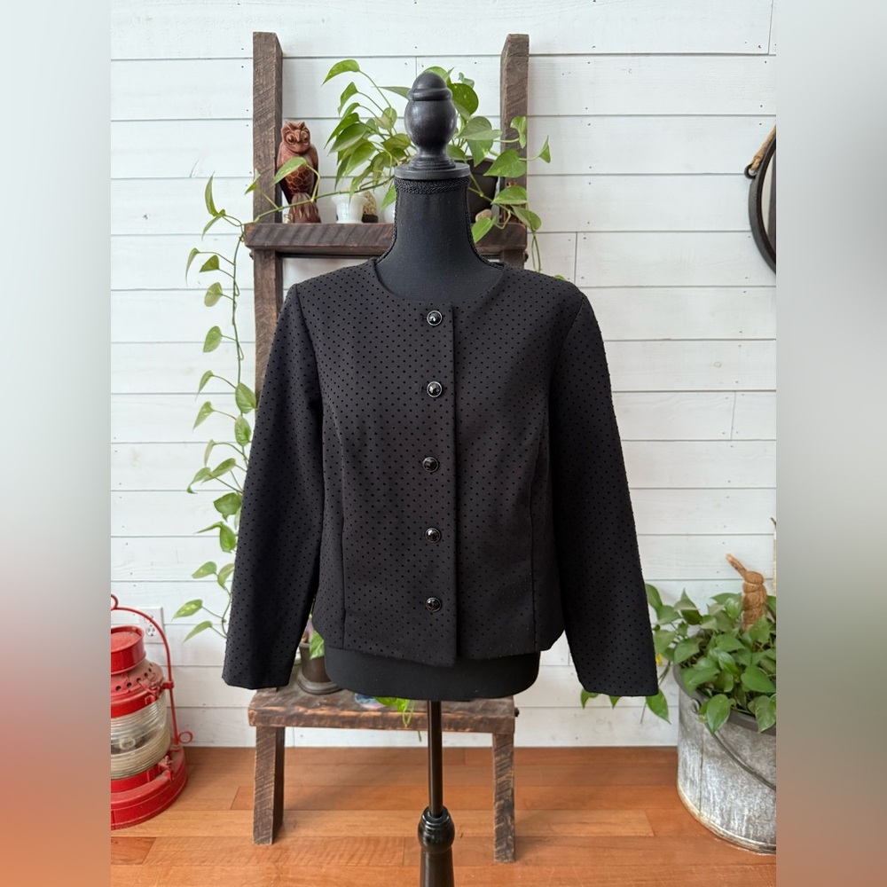 Chico's Black Button-Up Blazer Jacket with Gem Buttons - Picture 13 of 17
